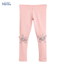 Little Maven Girls Cotton Trousers Kids Clothes Pants Children's Clothing Cartoon Stereoscopic Embroidery Unicorn Leggings