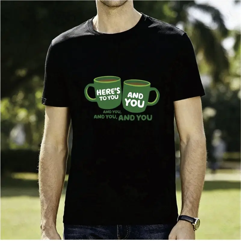 Minimally Healing Coffee Cup, White T-shirt, Toasting Blessing, English Short Sentence, Loose Men's and Women's Casual Tops