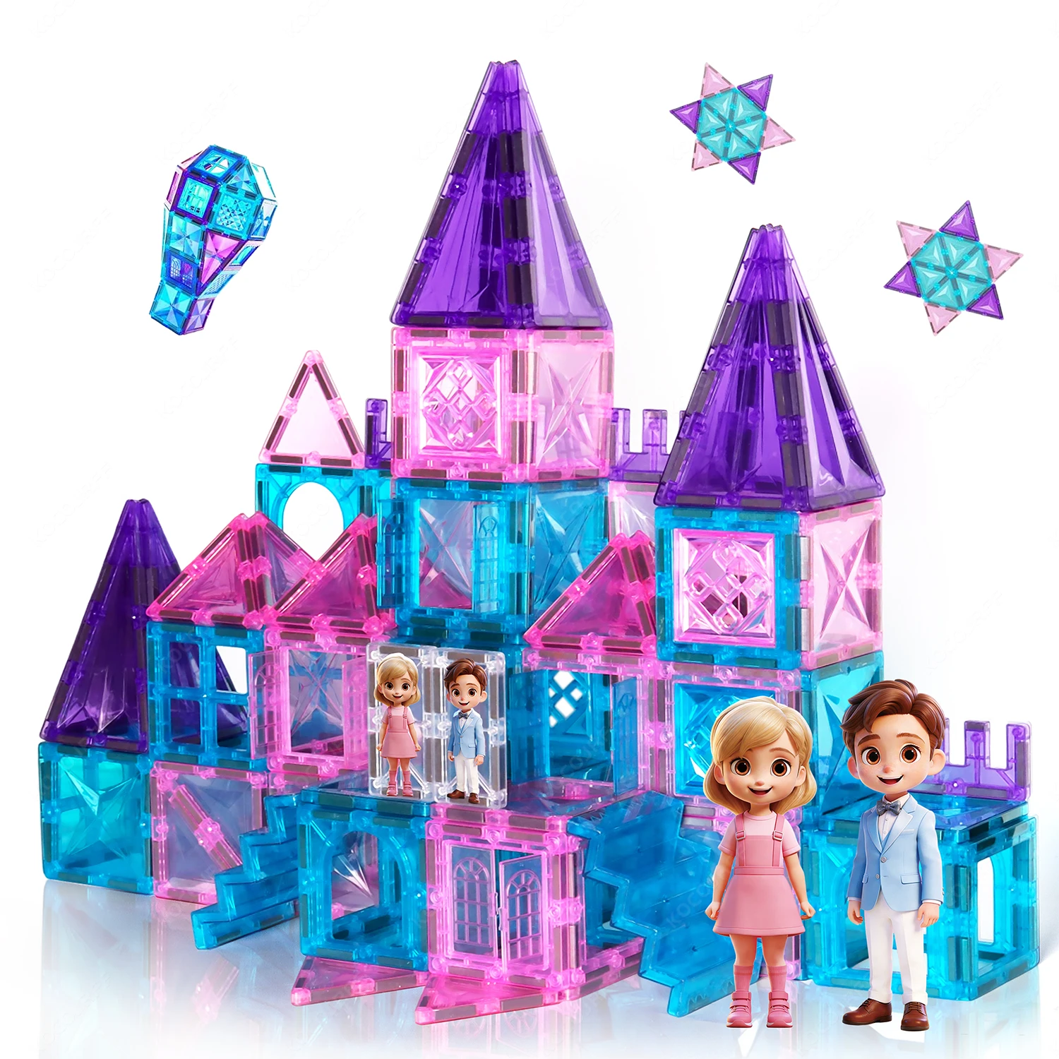 

Boys and Girls Magnetic Tiles Toy, Children's Magnetic Building Blocks Castle Magnetic Tiles, Birthday and Holiday Gift