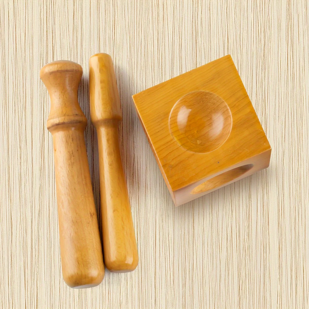 Wooden Doming Block, 5.08 cm, 6 Assorted Sized Domes, with 2 Punches, Jewelry Making Tools for Metal Stamping Kit