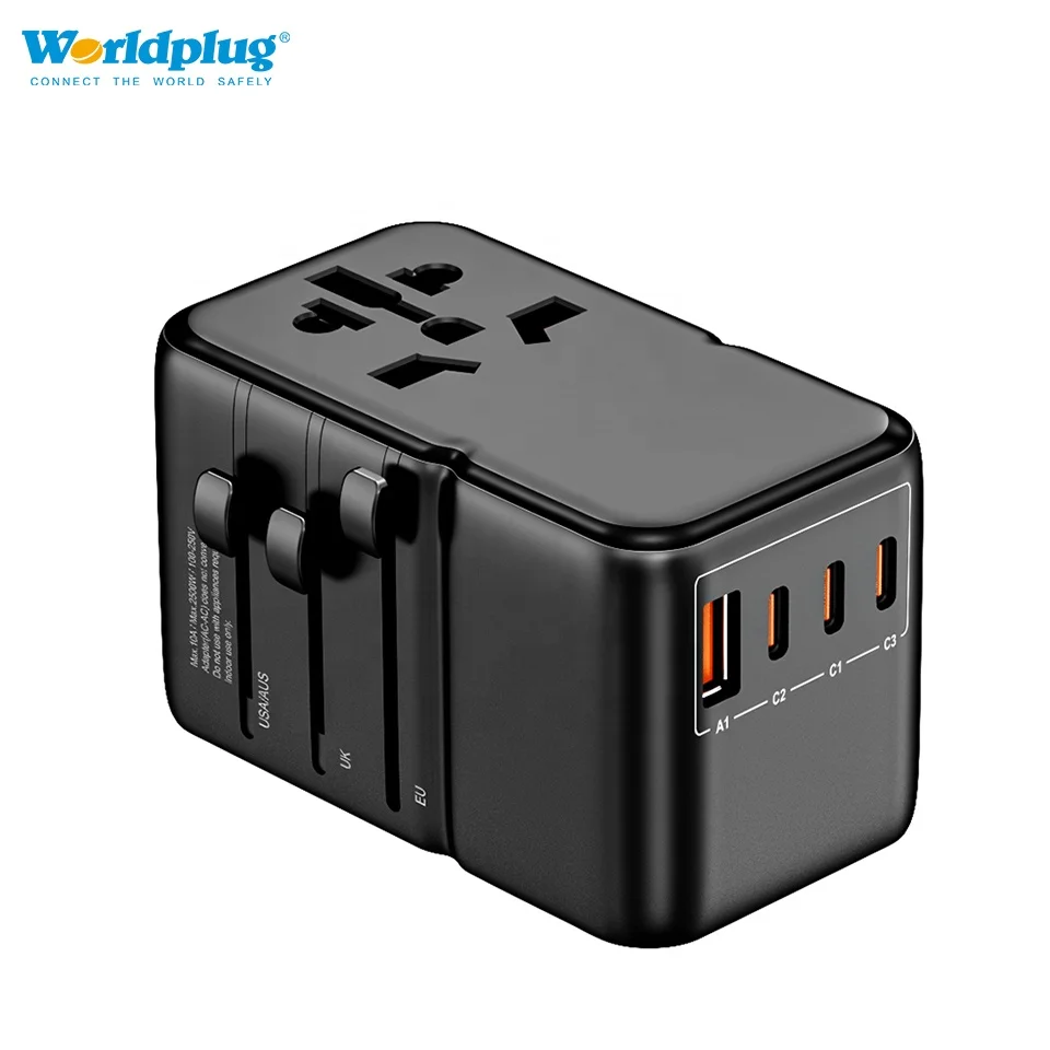 Multi Plug EU UK US AU Universal Pd World Travel Adapter Plug Type C GaN Fast Charger Power Adaptor