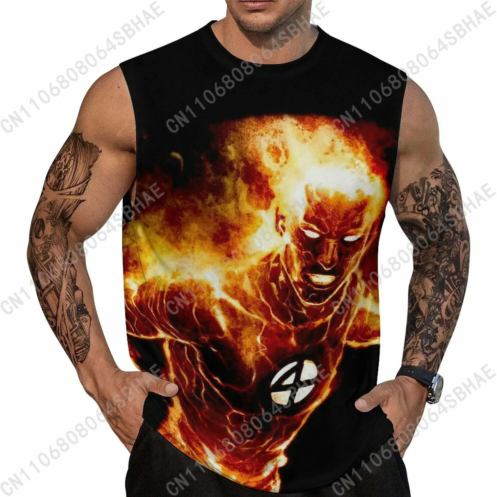 

Marvel Human Torch Custom Men's Sleeveless Shirt Personalized Tank Top Wear Summer Vest Tops Men Daily Use Cosplay