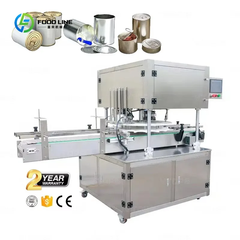 Customized Automatic Double Head Linear Tin Can Seaming Machine for Plastic Paper Aluminum Cans Packing Machinery