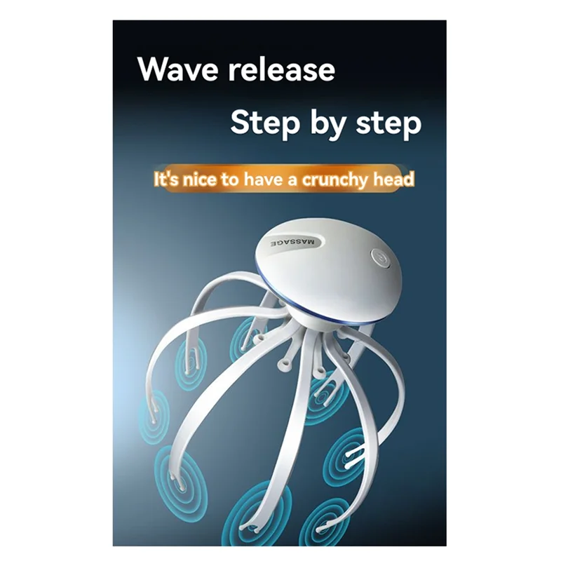 ABVI-masajeador para el cuero cabelludo, herramienta eléctrica relajante para el estrés, herramienta corporal inalámbrica de doble uso con garra de pulpo