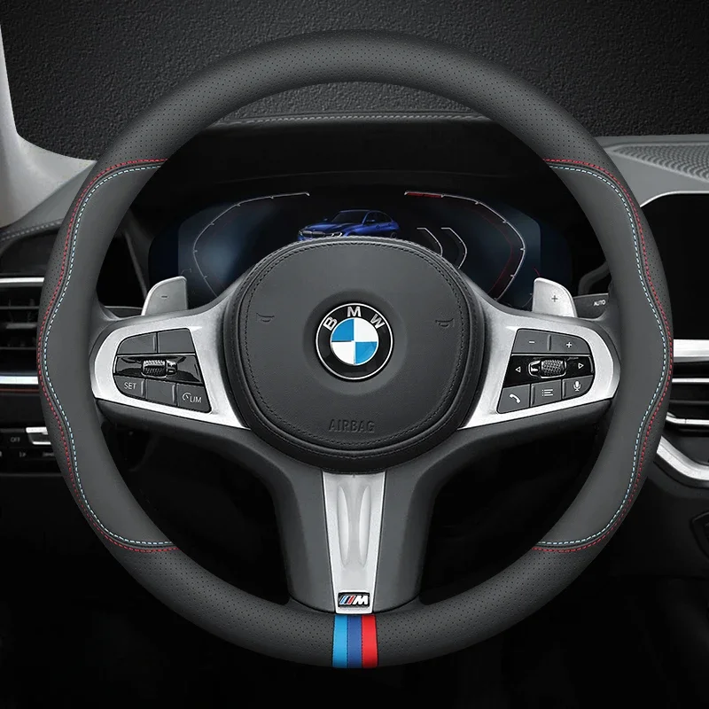 Neuer rutschfester, atmungsaktiver Lenkradbezug geeignet für BMW F30 F40 G80 F36 F10 F48 F39 G01 G02 G45 G05 G06 G07 Auto-Dekor