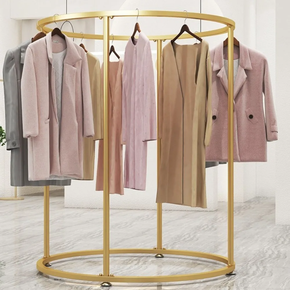 Rotating Floor Drying Rack Multi-Function Belt Wheel Rotundity Coats Hanger Iron Floor Standing Style Moisture-Proof Coat Shelf