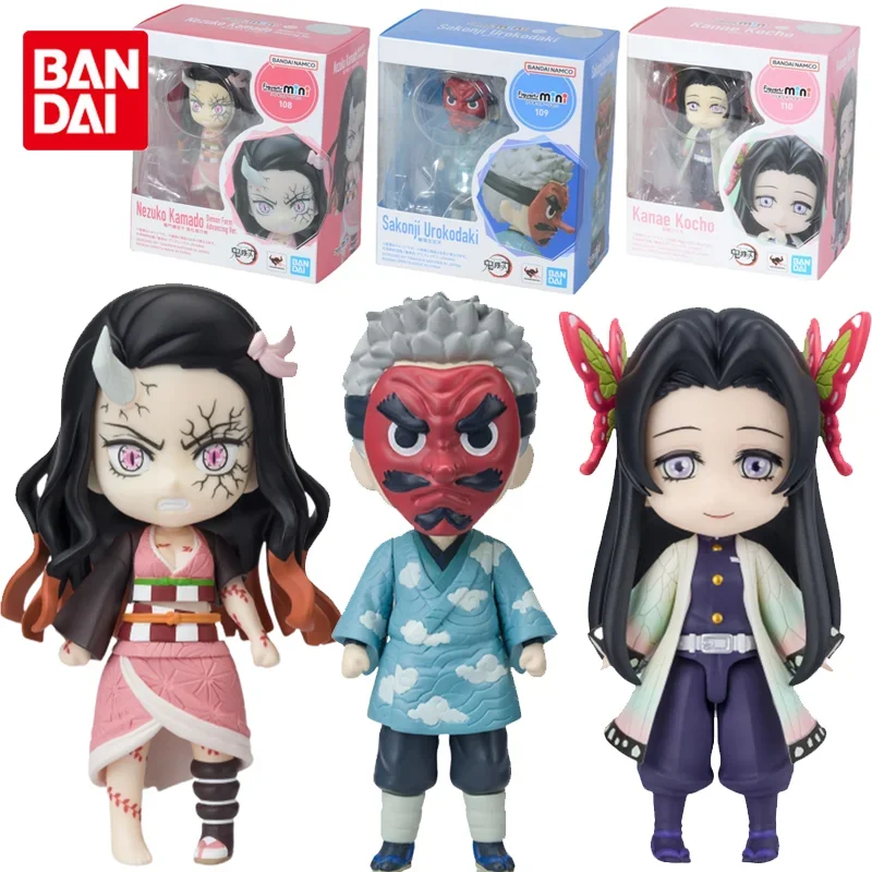 Bandai Original Figuarts Mini Demon Slayer Urokodaki Sakonji Kochou Kamado Nezuko Anime Action Figure Toys for Boys Kids Gifts