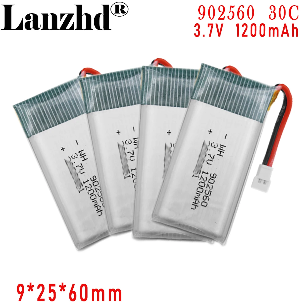 3.7V high rate lithium battery 902560 1200mAh For model UAV RF instrument Car toy model battery water bomb gun battery