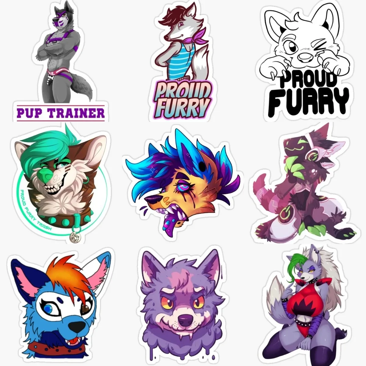 

Creative Furry Wolf Catoon PVC Stickers Accessories for Decorate Table Fridge Wall Room Car Truck Helmet Camper Bumper Decal