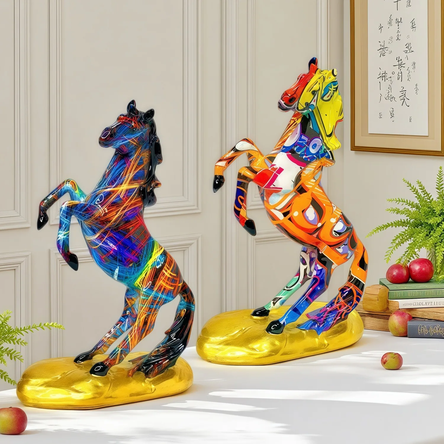 

New Year Golden Base Galloping Horse Ornament Festive Home Office Decor Wealth Attracting Opening Gift