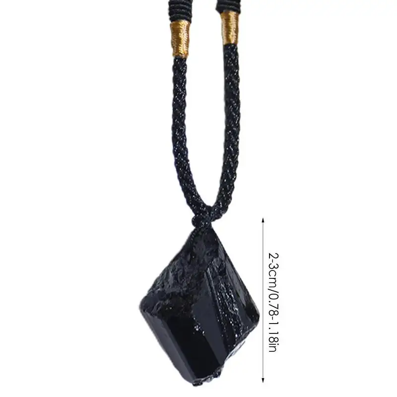 Natural Crystal Black Tourmaline Raw Stone Necklace Crystal Black Chain Necklace Crystal Fashion Pendant Energy Necklace