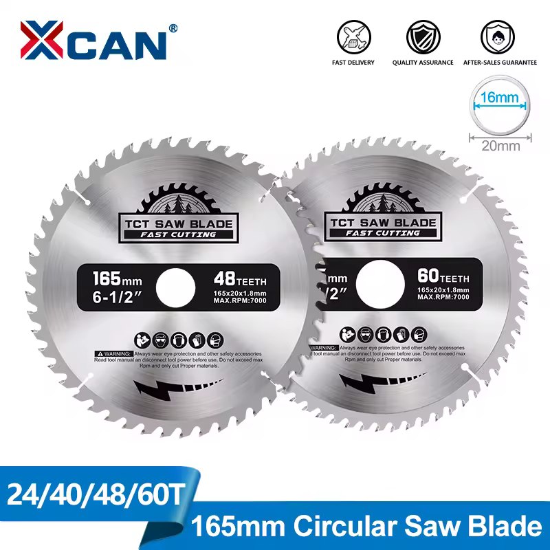 XCAN 1 шт. 165 мм 24/40/48/60T Твердосплавные пильные диски для многофункционального электроинструмента TCT, диск для резки древесины