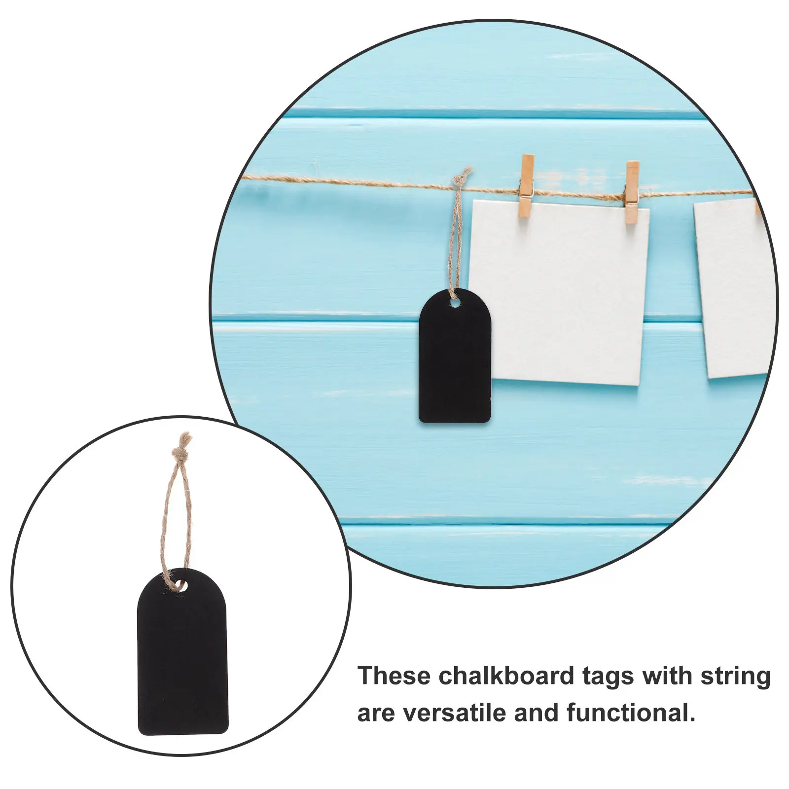 50Sets Mini Blackboard Tags Double-Sided Writable Wood Hanging Chalkboard Labels for Store Price Jewelry Gift Sale Tags