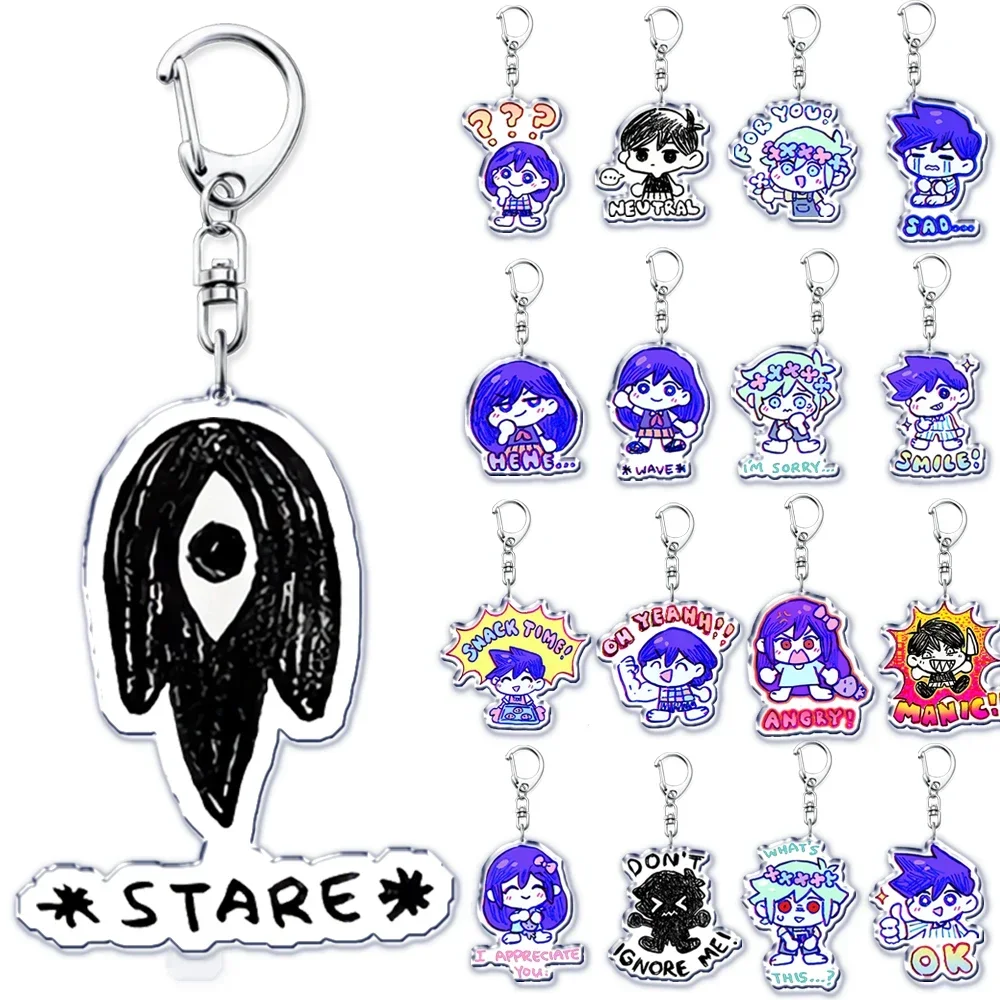 Hot Omori Game Keychain for Accessories Bag Pendant Basil Kel Hero Aubrey Omocat Sunny Key Chain Ring Keyring Jewelry Fans Gifts