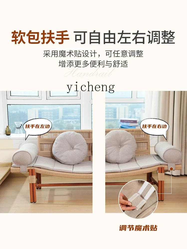 HYS outdoor rattan table and chair combination balcony retro backrest chair, quiet wind table and chair chaise longue