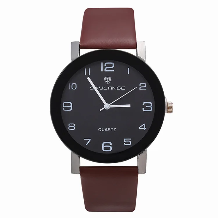 Reloj de cuarzo de cuero para hombre, cronógrafo informal de lujo, esfera redonda Simple, regalo de marca superior