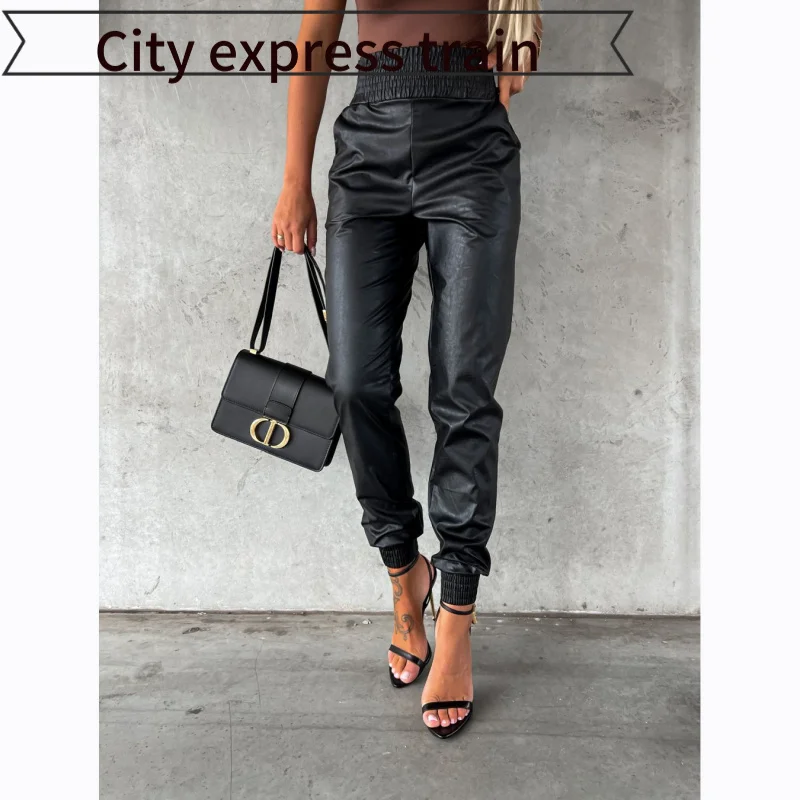 

Сексуальные облегающие брюки с вышивкой, шнуровкой, молнией, средней посадкой, эластичные, повседневные, в мотоциклетном стиле, трендовые