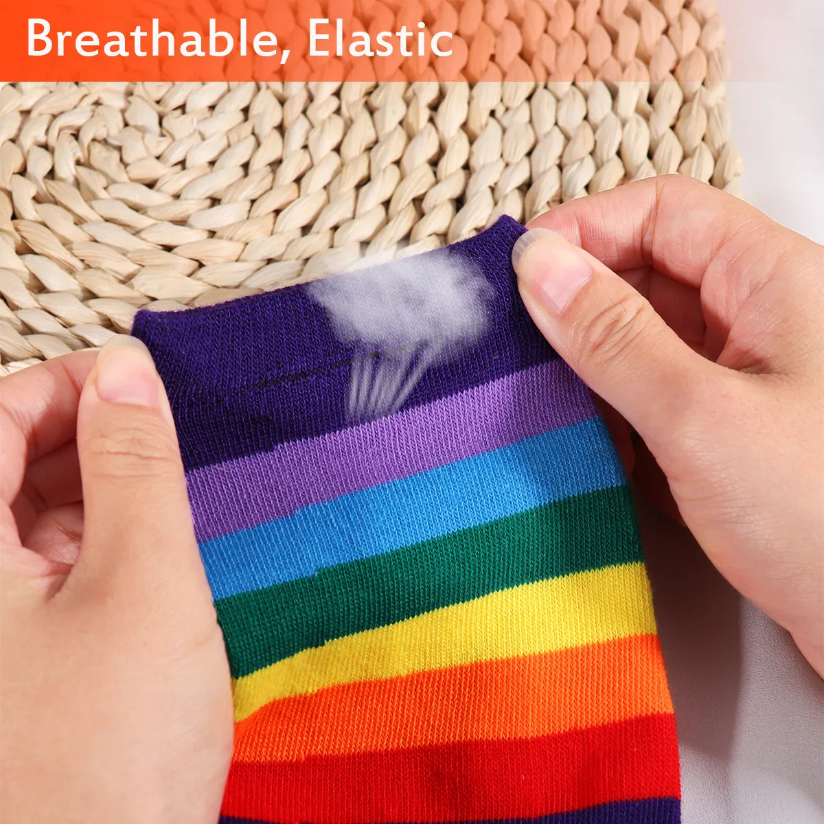 1Pair Rainbow Warmers Long Sleeve Fingerless Gloves Colorful Soft Stretchy Breathable Warmers for Women Girls Cosplay