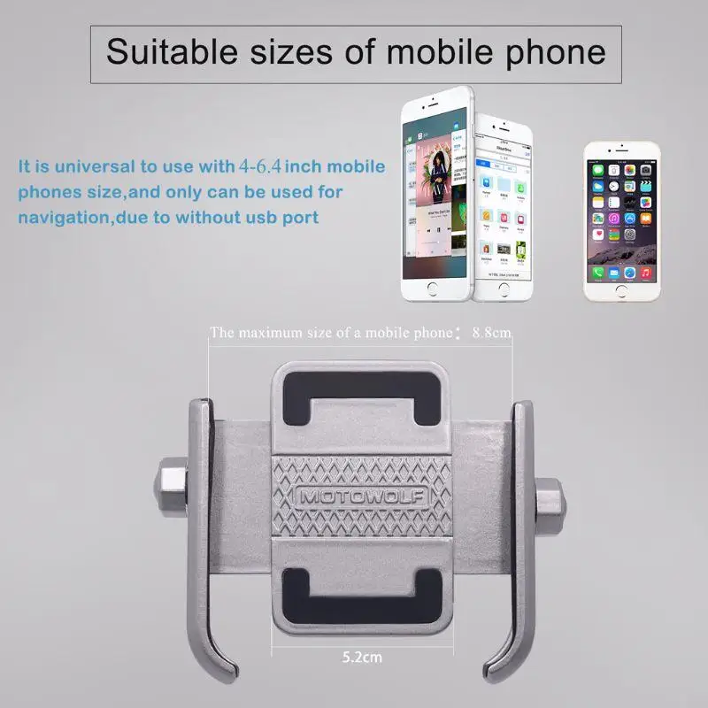 Soporte teléfono bicicleta 203B 360 ° Vista bicicleta Soporte para teléfonos para soporte a prueba amortiguadores