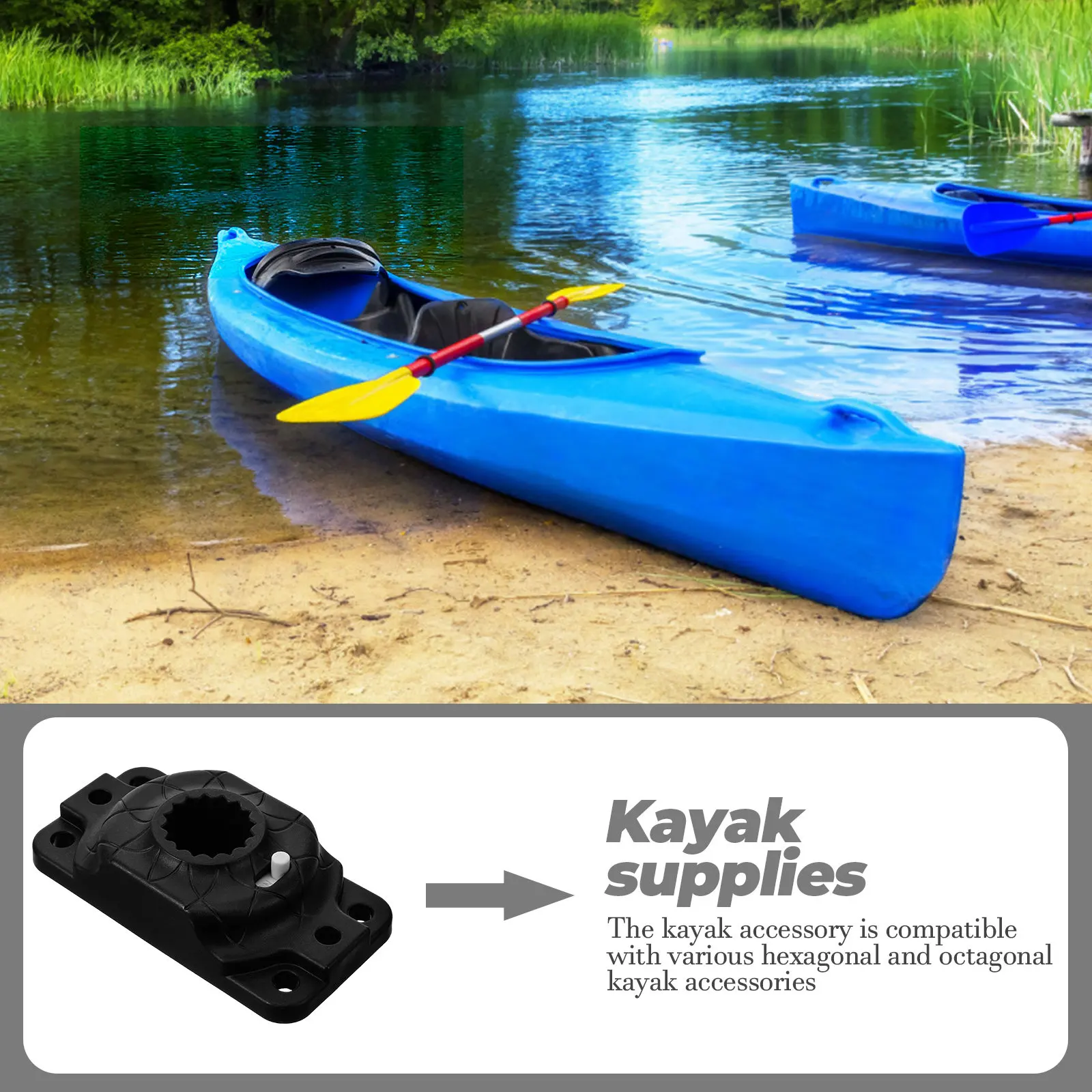 Stable Nylon Kayak Accessory Base Flag Holder Mount Base for Hexagonal Octagonal Kayak Paddle Rod Holder Paddle Bracket