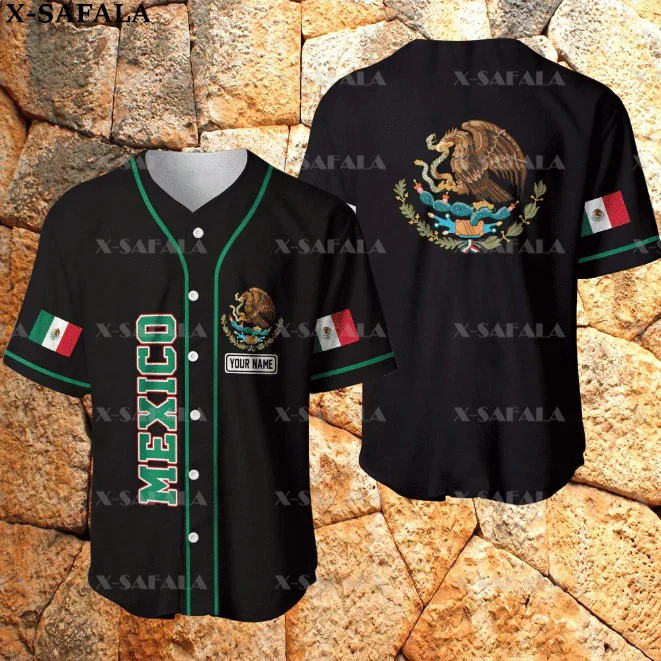 

Custom Name Love MEXICO Country Mexican Aztec 3D Printed Baseball Jersey Summer Shirt Men's Tops Tee Oversized Streetwear-3