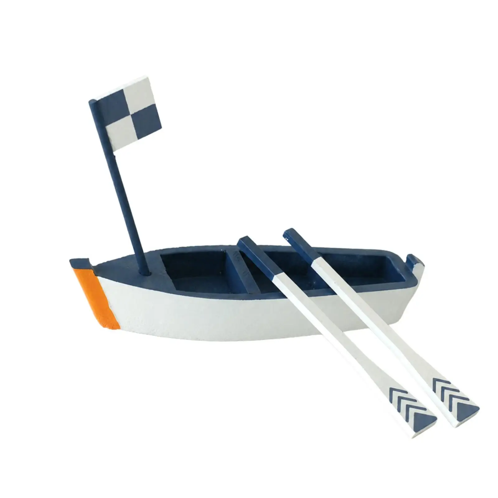 Wooden Boat Ornament Checkered Flag Rowing Boat Model Decorative