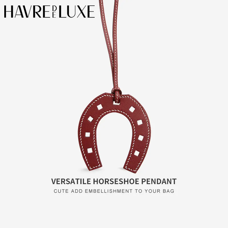 Bag charm for Hermes horseshoe pendant bag genuine leather cowhide high-grade key handmade car pendant bag accessories