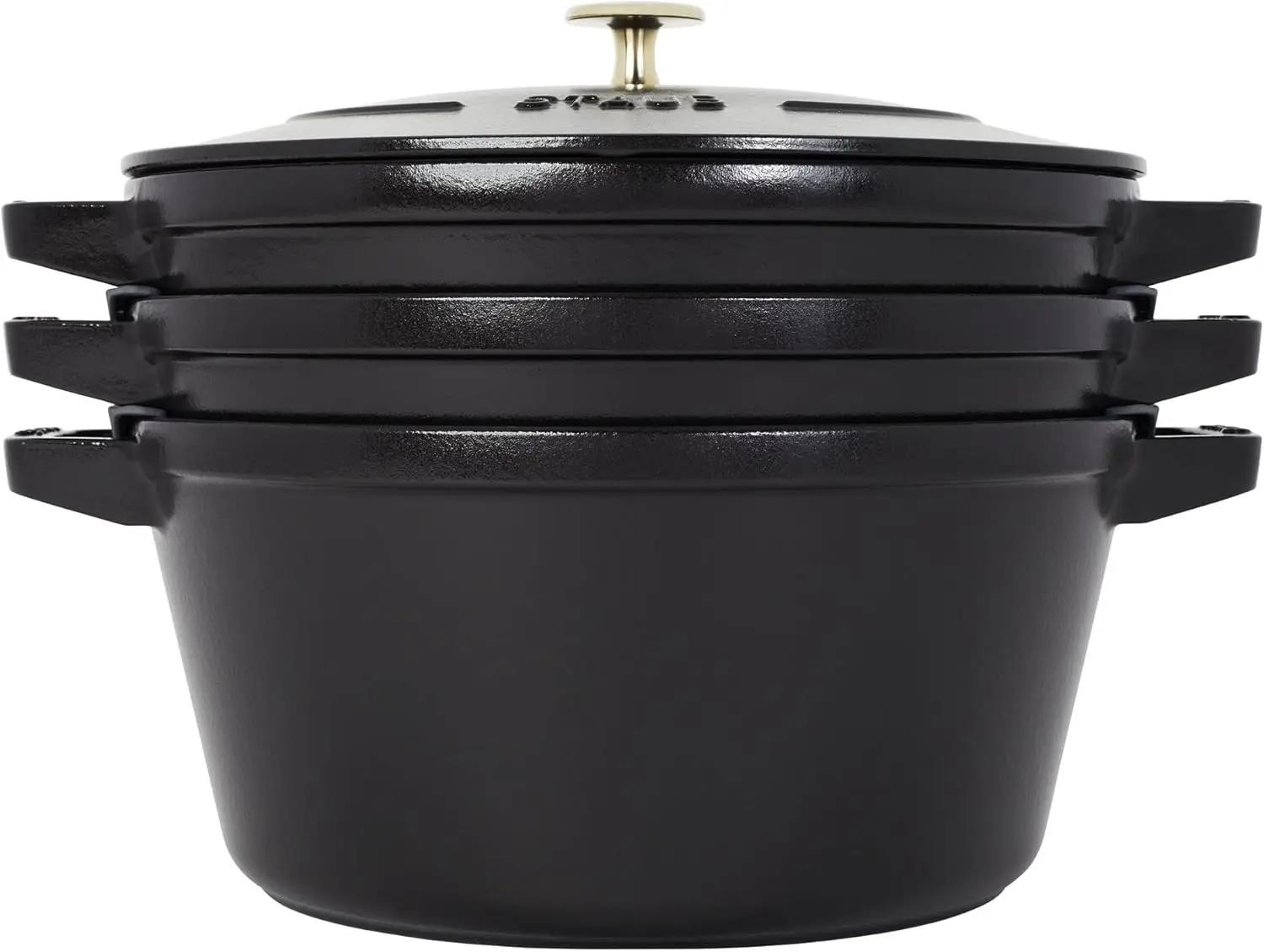 Staub Cast Iron Set 4-Pc, Stackable Space-Saving Cookware Set, Dutch Oven, Skillet, Grill Pan With Universal Lid, Made In