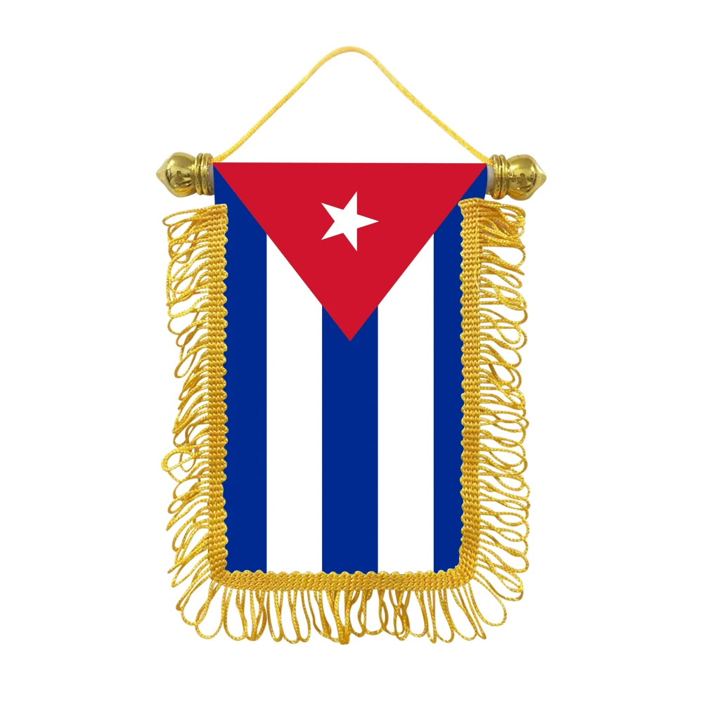 Cuba small hanging flag 10x15cm triangular flag car decoration hanging flag double-sided pattern with suction cup