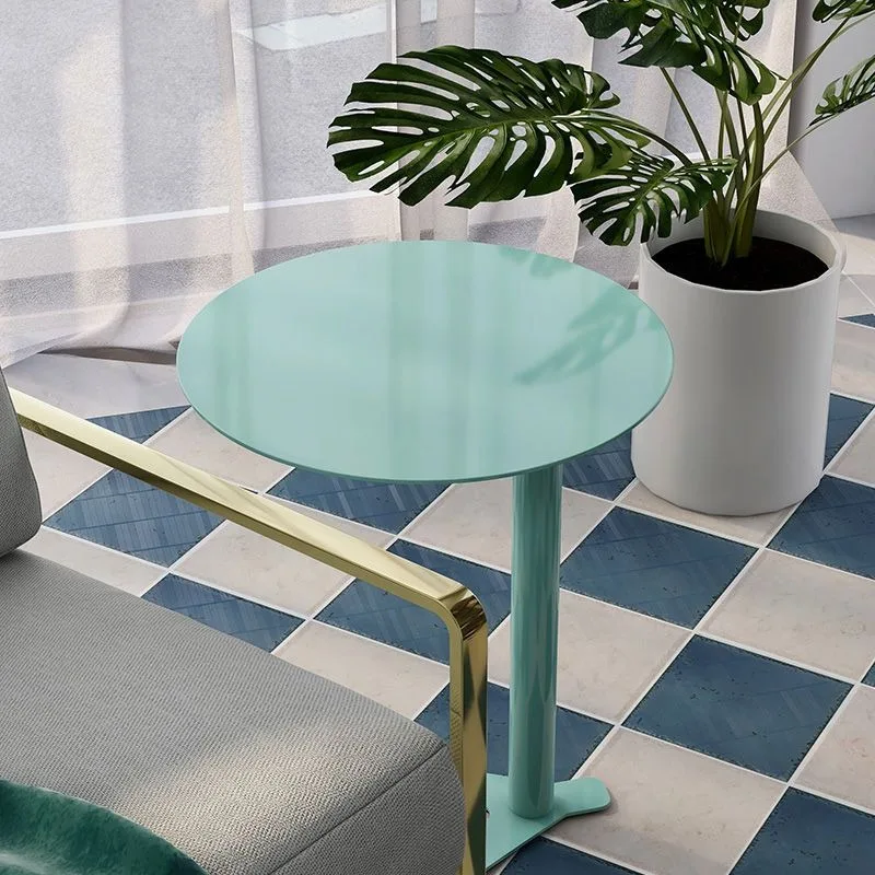 Modern Minimalist Side Table Metal Round Top V-Shaped Base Multifunctional Scandinavian End Table For Sofa Bedside Small Spaces