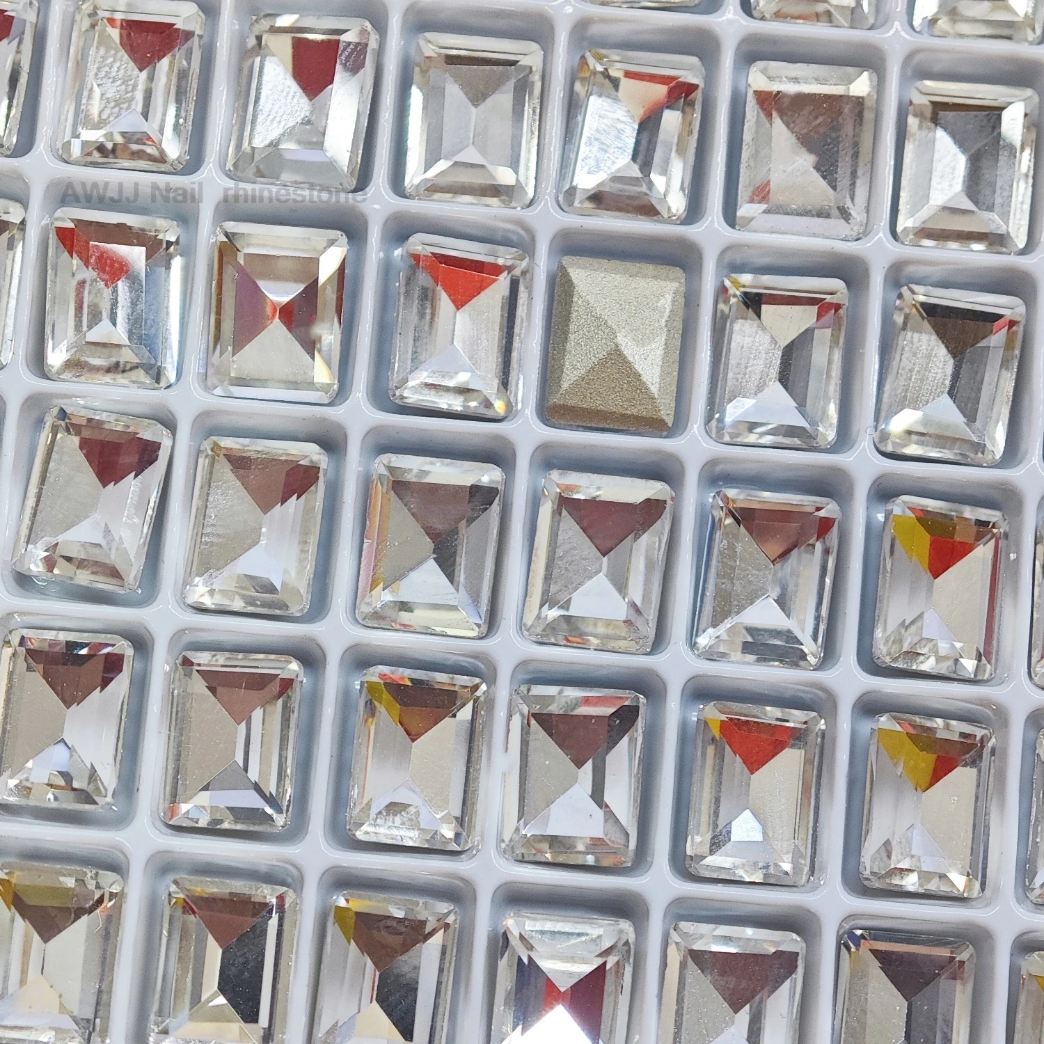 6*8mm Rectangular Pointed Bottom Glue-On Rhinestones Decoration Sparkling High Quality for Nails, Clothing & DIY Crafts