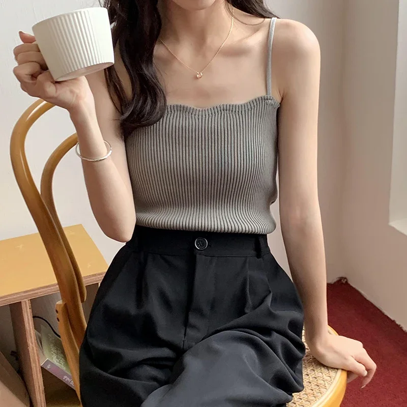Koreanisches Einfaches Inneres Schichtungs-Tanktop, Lässiges Alltags-Top, Retro Koreanischer Stil, Gestricktes Damen-Camisole, Sommer 2026 Ärmelloses Slim-Fit-Oberteil – Detail 35