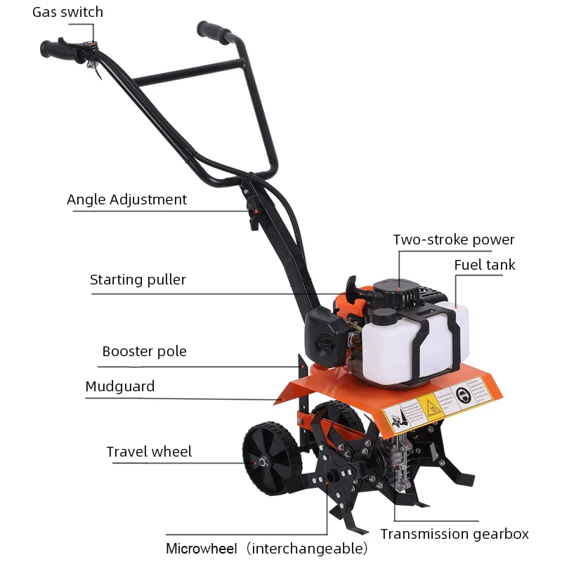 مايكرو الغاز المزارع 4 السكتة الدماغية 2 السكتة الدماغية آلة الحراثة الصغيرة الروتاري آلات الحراثة الزراعية فروي تخفيف