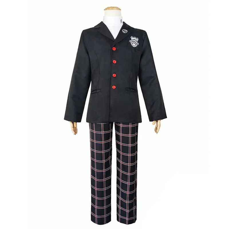 Anime Game Persona 5 Traje Cosplay para homens, Amamiya Ren, Kurusu Akira, casaco preto, camisa, calças, dramatização de Halloween, peruca, terno completo