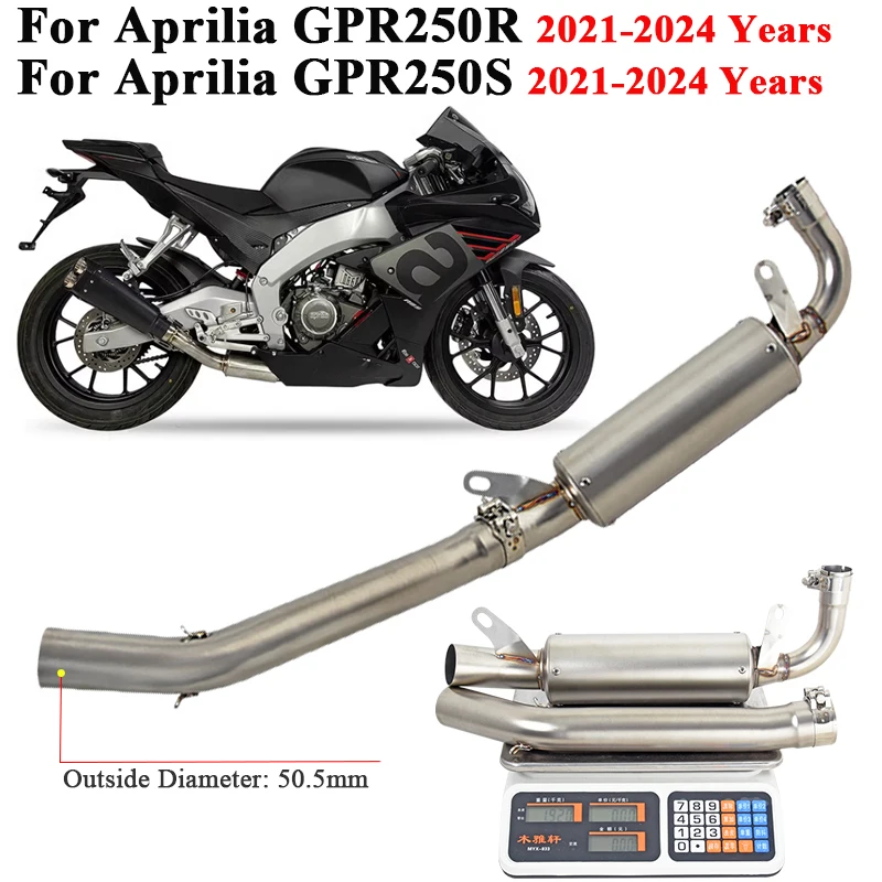 For Aprilia GPR250R GPR250S GPR250 2021 - 2024 Motorcycle Exhaust Escape Systems Side Row Slip On Middle Link Pipe 51mm Muffler