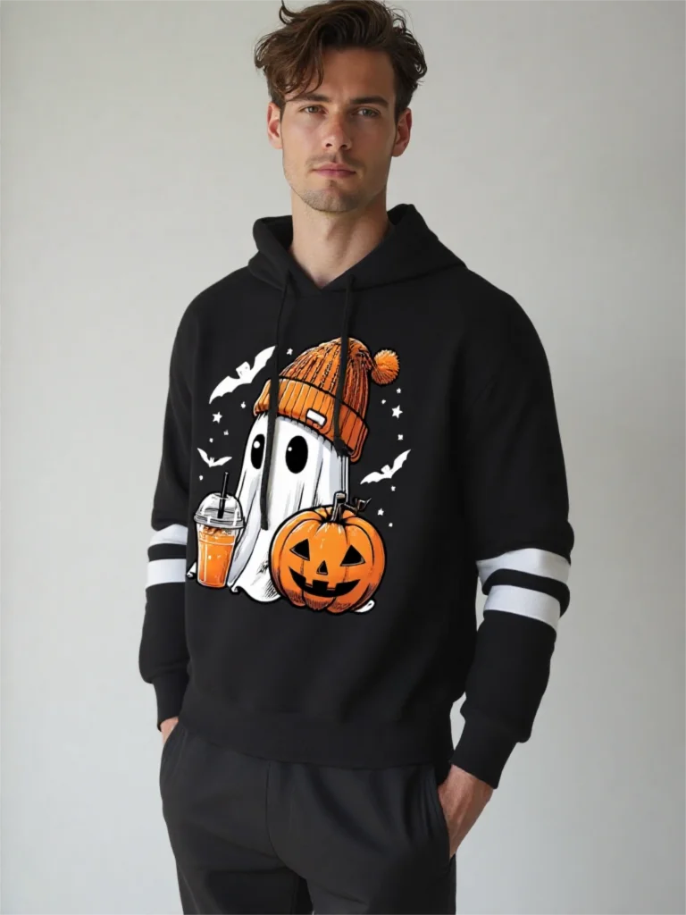 

New Y2K Hoodie Cute Halloween Ghost Pumpkin Printing Women Pullover Spooky Season Horror Style Long Sleeve Streetwear Hooded Top