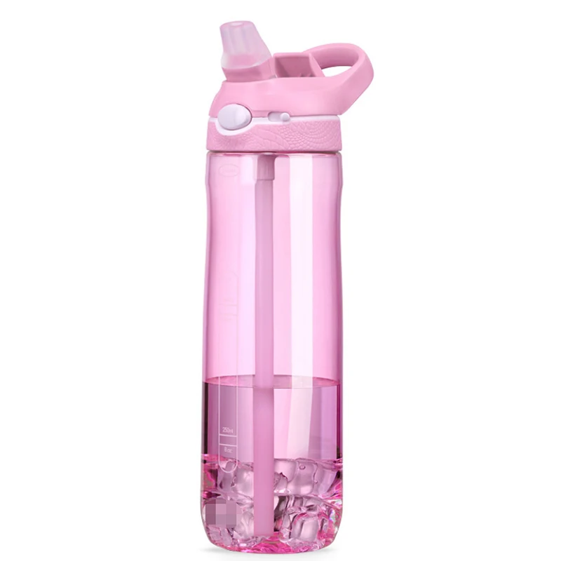 750ml tragbare Sport wasser flasche mit Strohhalm für Camping Wandern Outdoor Kunststoff transparente bpa kostenlose Flasche für Männer Trink geschirr – Detail 5