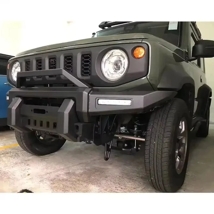 

TELLIKA JB64 JB74 2018-2023 Jimny Front Bumper Protect Guard Steel with Light New Condition Tow Hook Cut-Outs Accessories