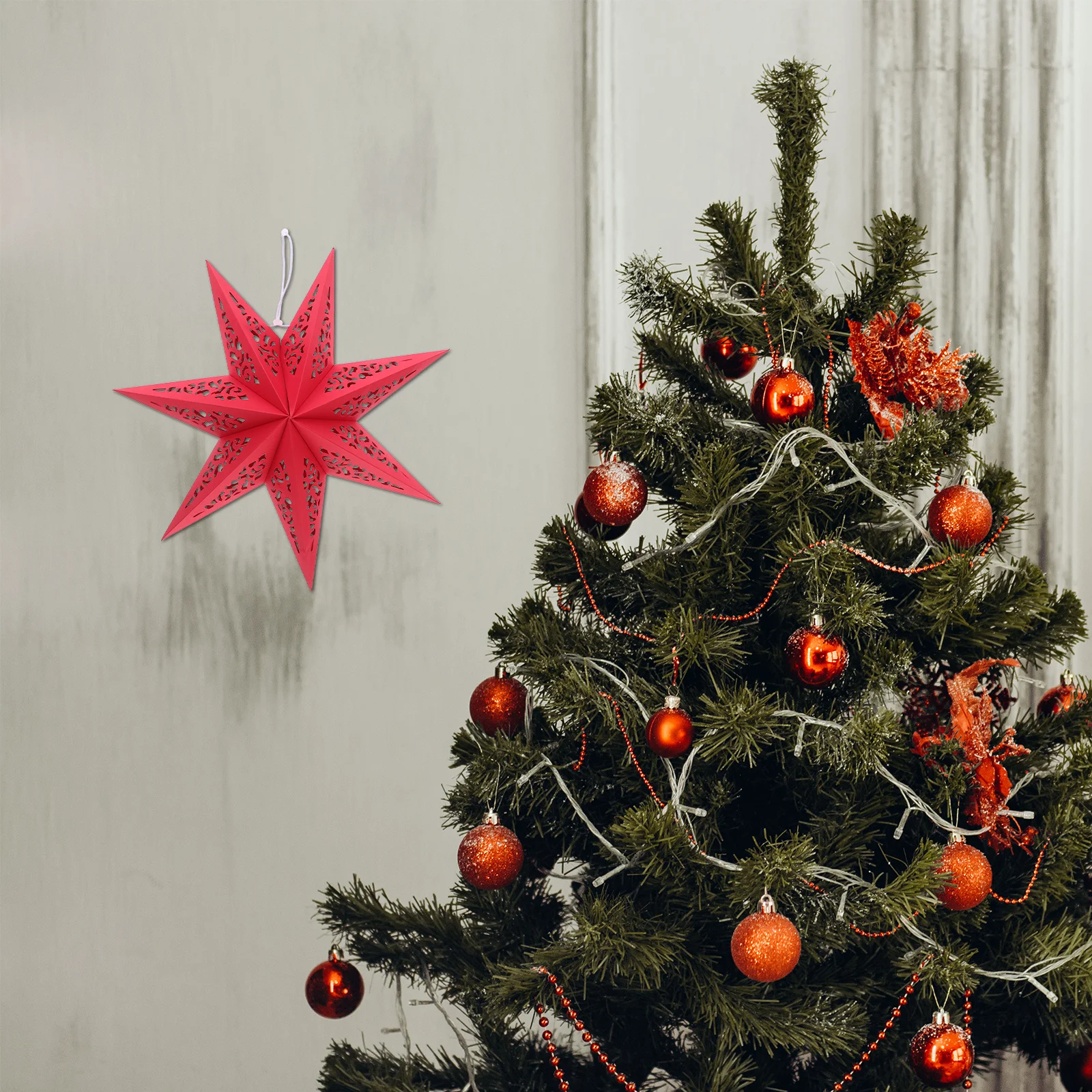 

3pcs Christmas Paper Lanterns 3D Foldable Lampshade For Holiday Party Wedding Holiday Lantern Shade Decoration Red