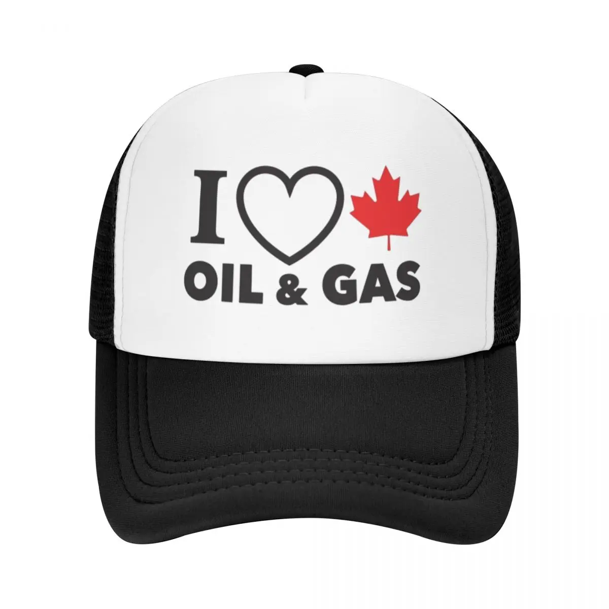 I Love Canadian Oil And Gas Red Heart And Maple Leaf Cap Mesh Baseball Caps Adjustable Hat Hip Hop Summer Unisex Baseball Hats