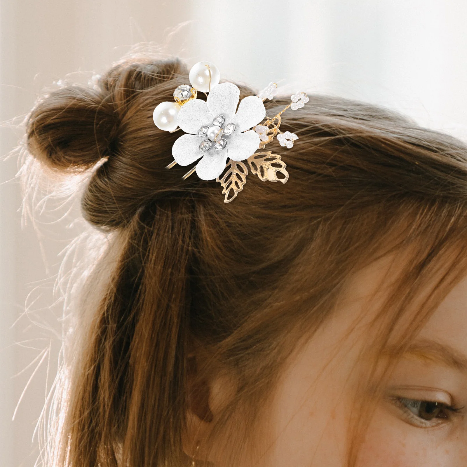 

Wedding Pearl Hair Fork Women Accessories Jewelry Bridal Flower U-shaped Hairpin Bridesmaid