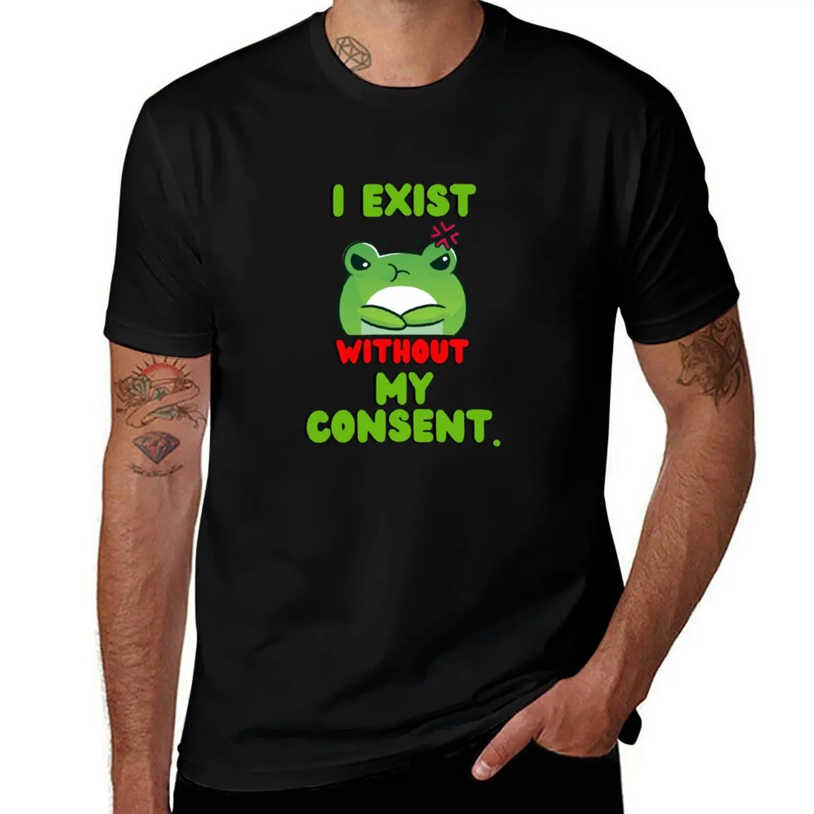 I Exist Without My Consent T-Shirt Vintage Style Printed Top T-Shirt