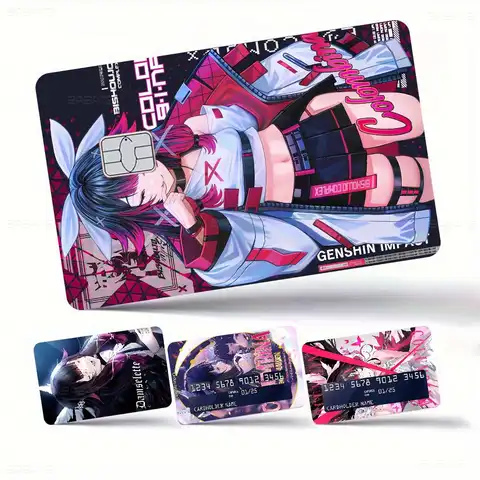 Genshin Impact Columbina Anime Spend Or Save Funny Shell On Off Ultra Thin No Fade Sticker Skin Cover Film For Debit Credit