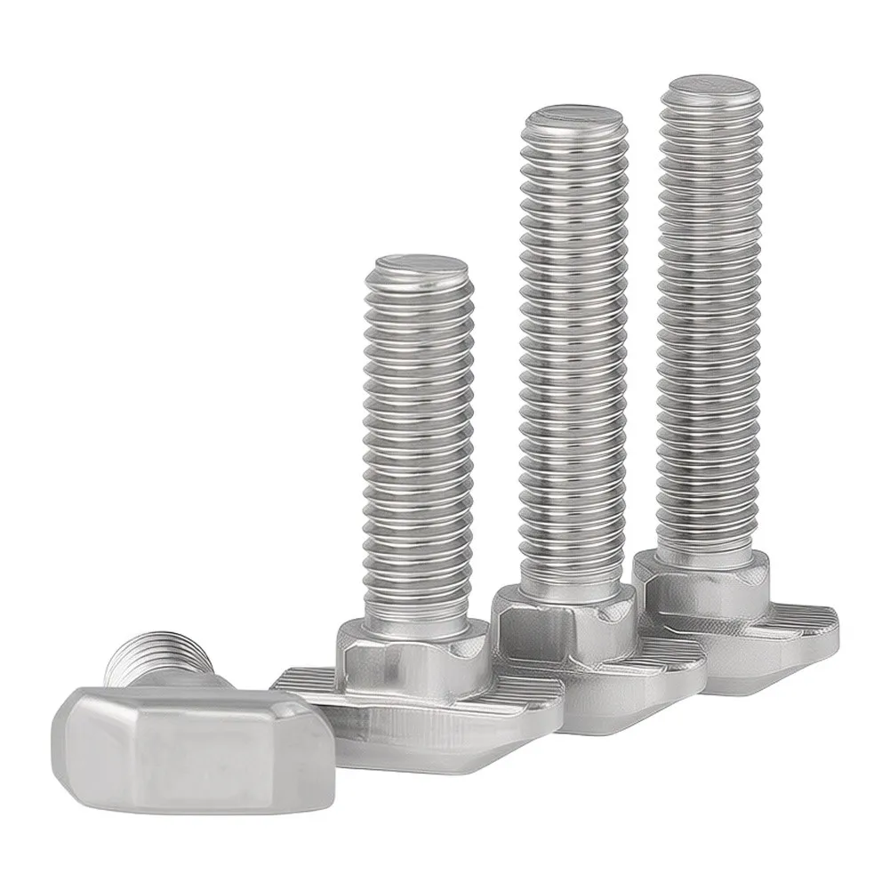 Nickel Plated Hardware M5 T-Slot Bolts Resists Slippage Deep Spiral Threads Nickel Plated T-Slot Bolts T-Slot Bolt