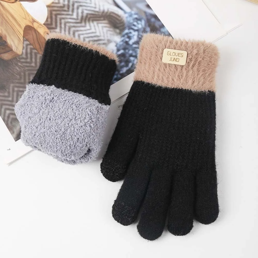 

Fashion Touch Screen Knitted Gloves Thickened Acrylic Fibers Winter Gloves Windproof Warmer Anti-cold Mittens Autumn