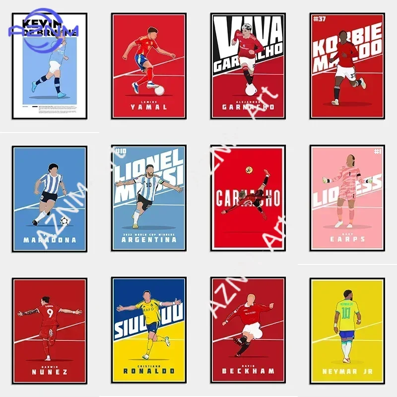 Famous Soccer Players Yamal Poster Sport Garnacho Canvas Printing Print Ronaldo Wall Art Picture for Home Room Decor