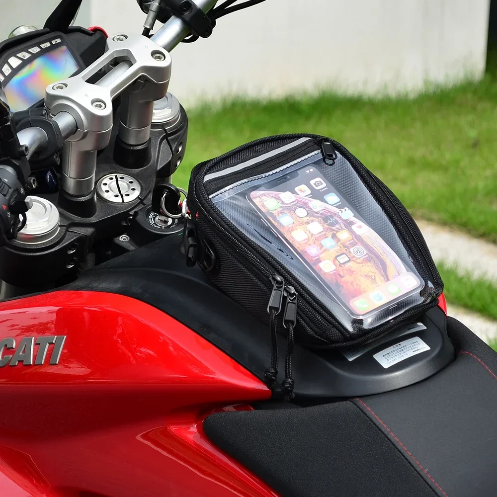

A Black Motorcycle Fuel Tank Bag, Car Navigation Bag, and High-Quality Waterproof and Wear-Resistant Bicycle Portable Set Bag