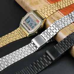 18mm Metal Watch Band for Casio SGW400 F91W F84 F105 F108  A158 A168 AE1200 AE1300 Gold Bracelet Watch Accessories