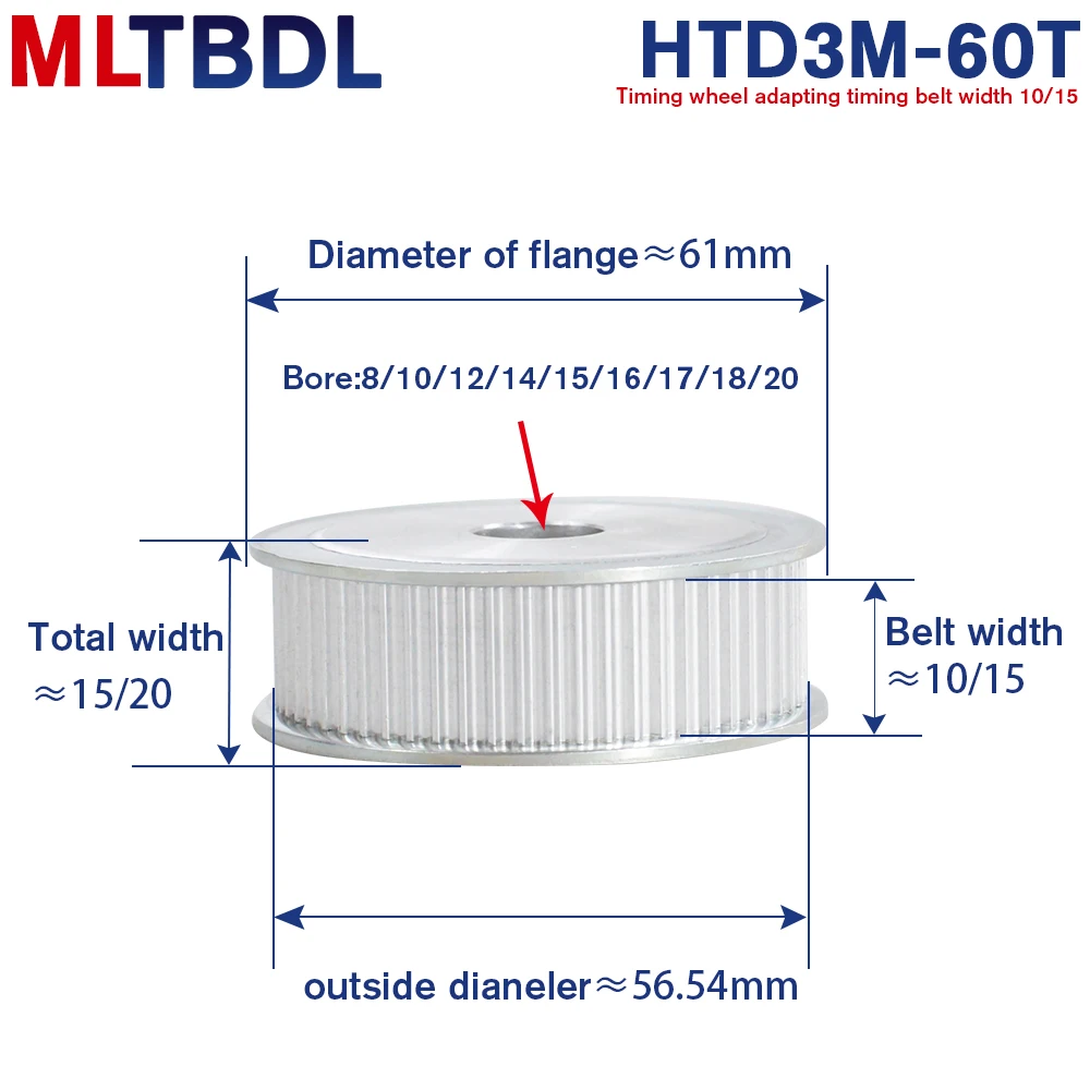 3M 60T koło rozrządu 8/10/12/14/15mm otwór koło zębate 3mm skok 10mm szerokość taśmy ze stopu aluminium synchroniczny koła pasowe rozrządu