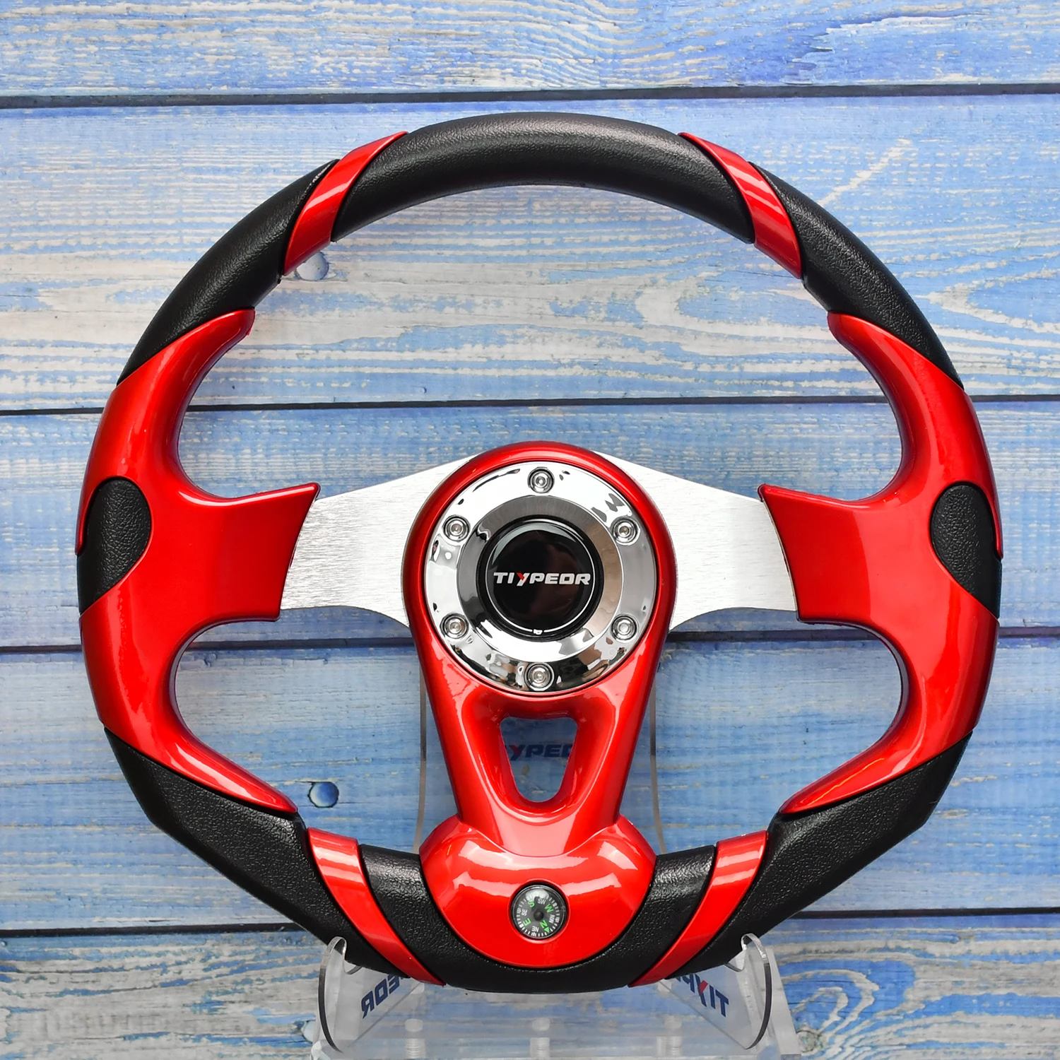 

TIYPEOR 13 inches 320mm Universal PU Racing Sport Modified Steering Wheel With Compass